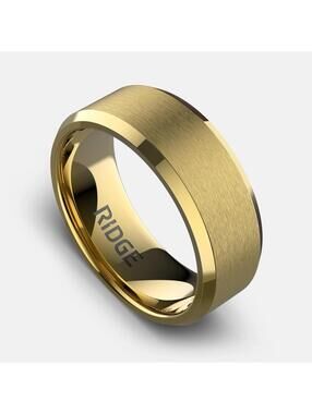 Ridge 24K Gold Tantalum Ring Size 8 Men’s 8mm Rounded Wedding Band NEW
